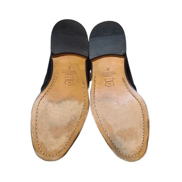 Pronto Uomo Black Leather Oxfords Size 9 - Picture 7 of 9